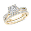 Thumbnail Image 0 of 1 CT. T.W. Princess-Cut Diamond Frame Twist Bridal Set in 14K Gold