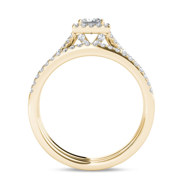 Main Image 3 of 1 CT. T.W. Princess-Cut Diamond Frame Twist Bridal Set in 14K Gold