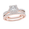Thumbnail Image 1 of 1 CT. T.W. Princess-Cut Diamond Frame Twist Bridal Set in 14K Rose Gold