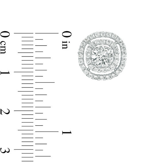 Lab-Created White Sapphire Double Frame Stud Earrings in Sterling Silver