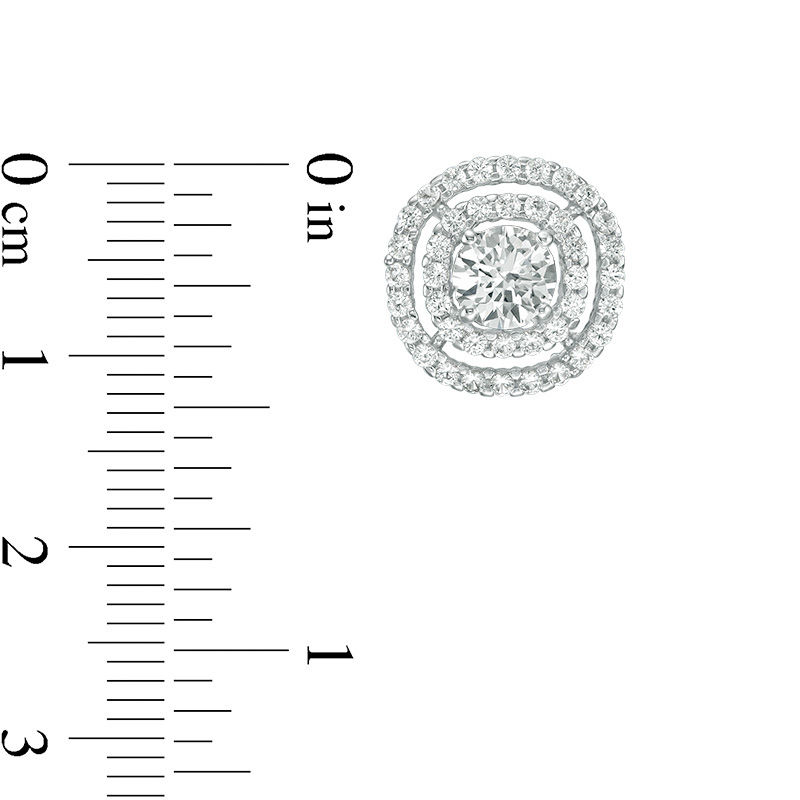 Main Image 2 of Lab-Created White Sapphire Double Frame Stud Earrings in Sterling Silver