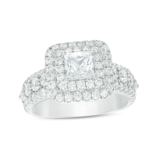 2 CT. T.w. Princess-Cut Diamond Double Frame Multi-Row Engagement Ring in 14K White Gold