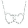 Thumbnail Image 1 of 1/8 CT. T.W. Diamond Interlocking Hearts Necklace in 10K White Gold