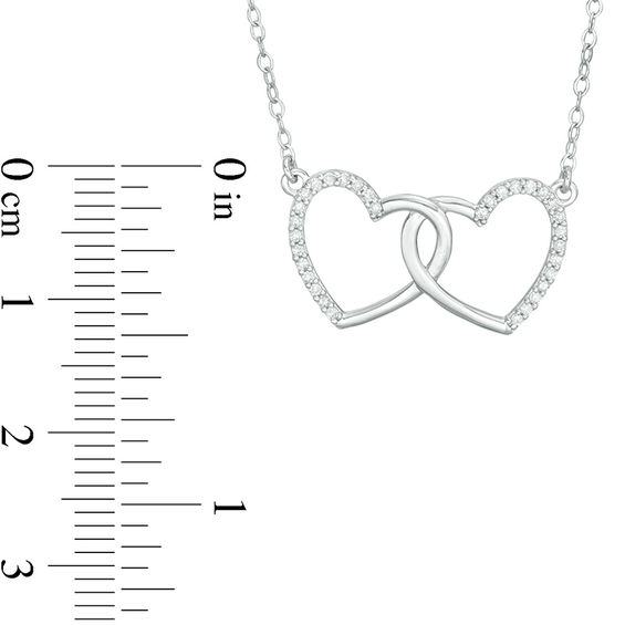 1/8 CT. T.w. Diamond Interlocking Hearts Necklace in 10K White Gold