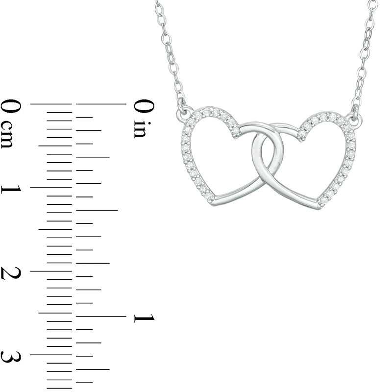 1/8 CT. T.W. Diamond Interlocking Hearts Necklace in 10K White Gold