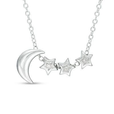 Diamond Accent Moon and Stars Necklace in Sterling Silver | Zales