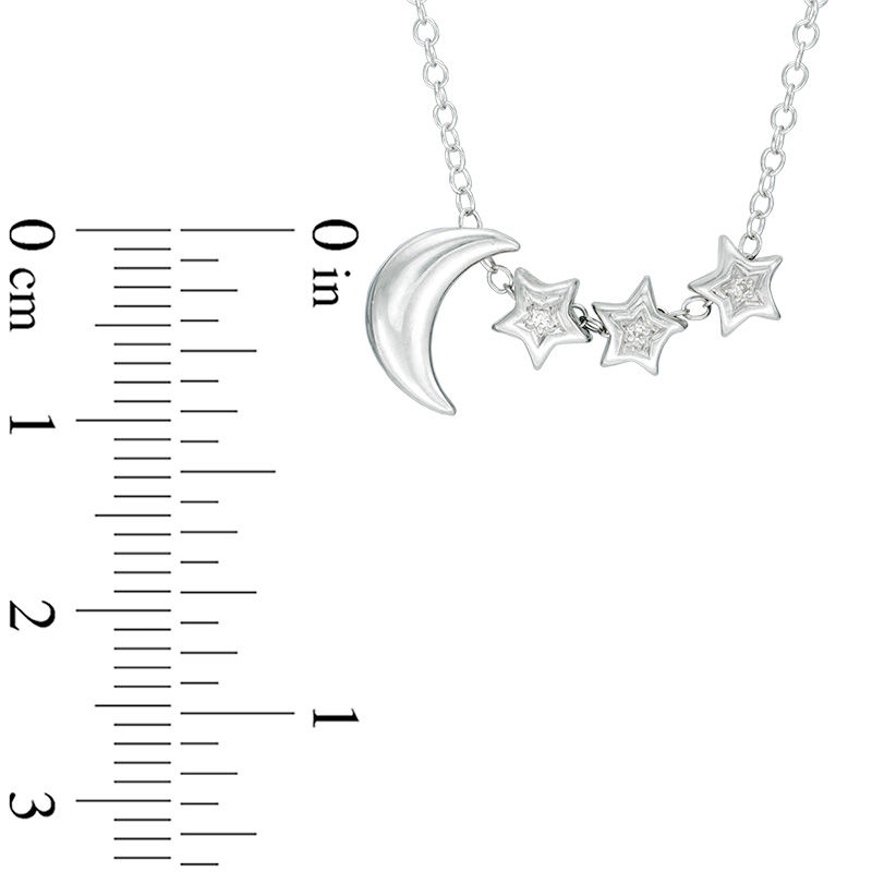 Diamond Accent Moon and Stars Necklace in Sterling Silver