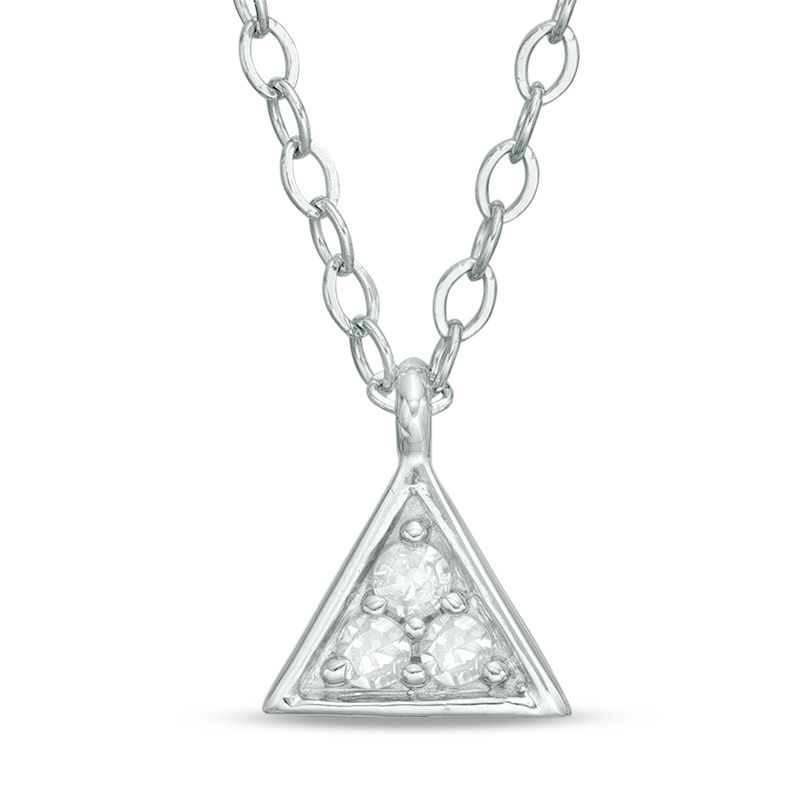 Diamond Accent Triangle Pendant in 10K White Gold