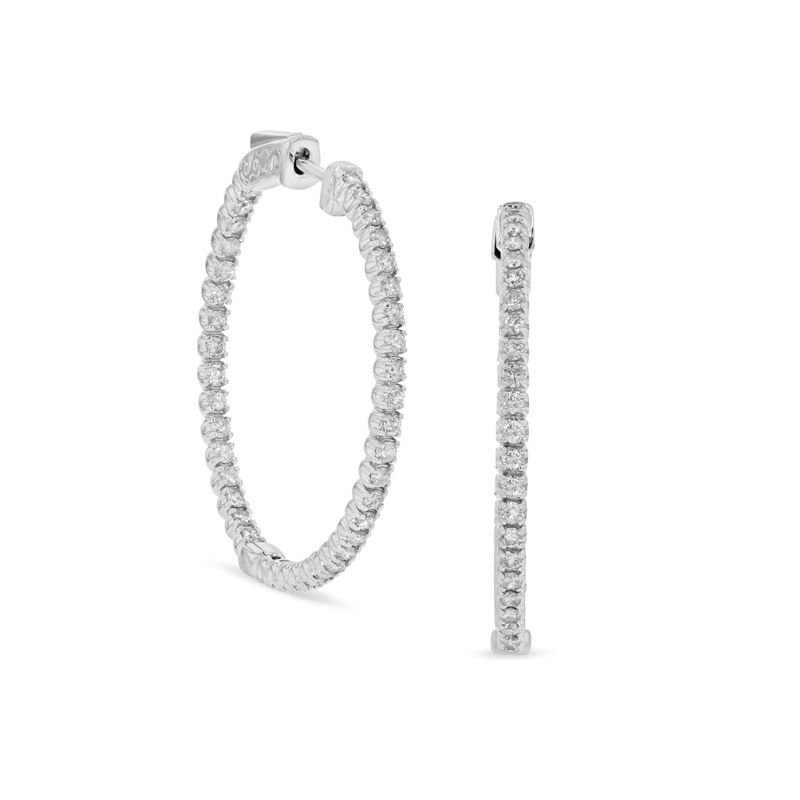 1-1/10 CT. T.W. Diamond Inside-Out Hoop Earrings in 14K White Gold