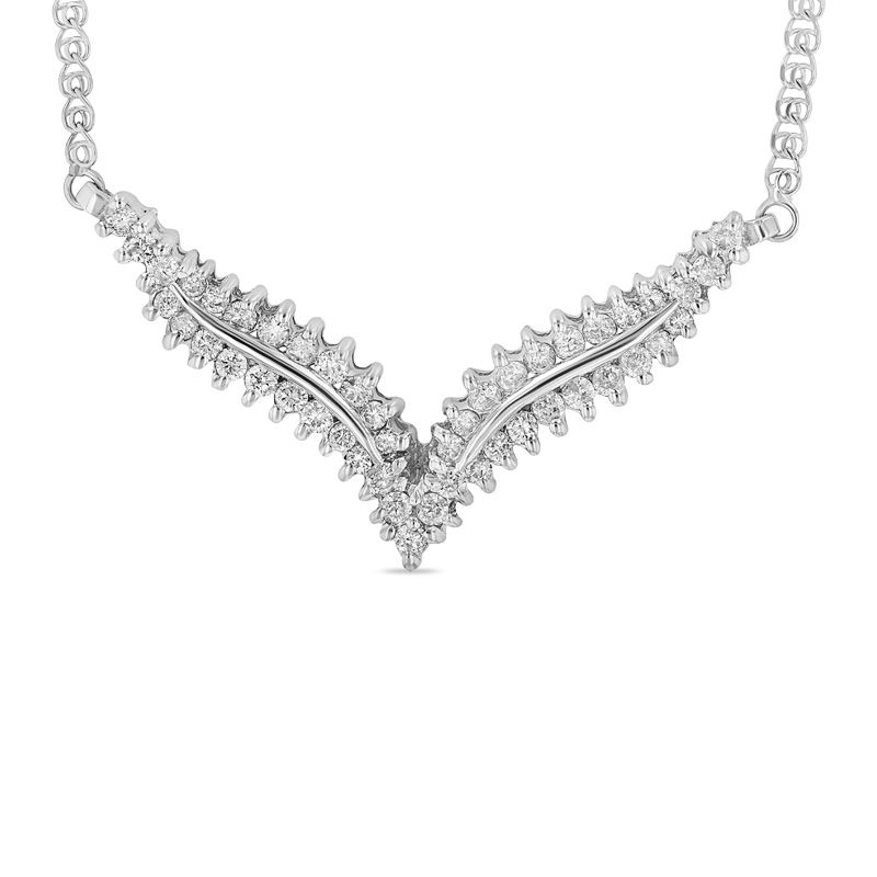 14K V Shaped Diamond Chevron Necklace