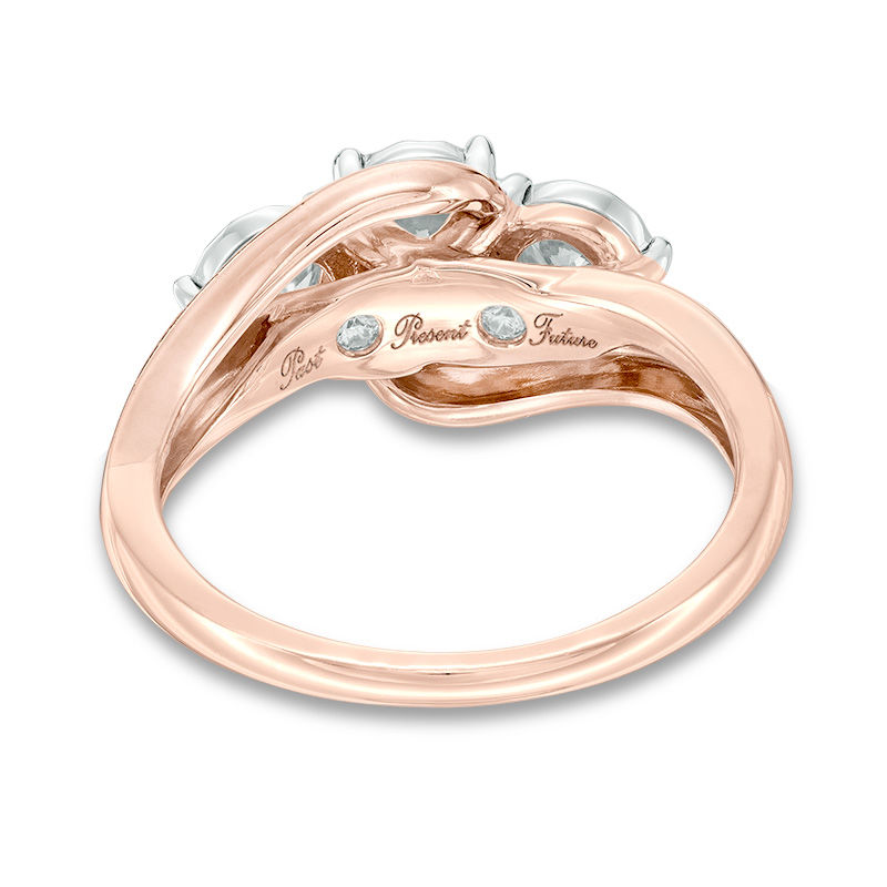 3/4 CT. T. W. Diamond Past Present Future® Bypass Engagement Ring in 14K Rose Gold