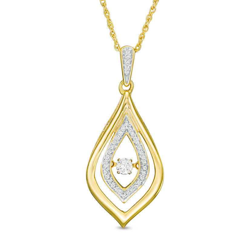 Unstoppable Love™ 1/8 CT. T.W. Diamond Double Flame Pendant in 10K Gold