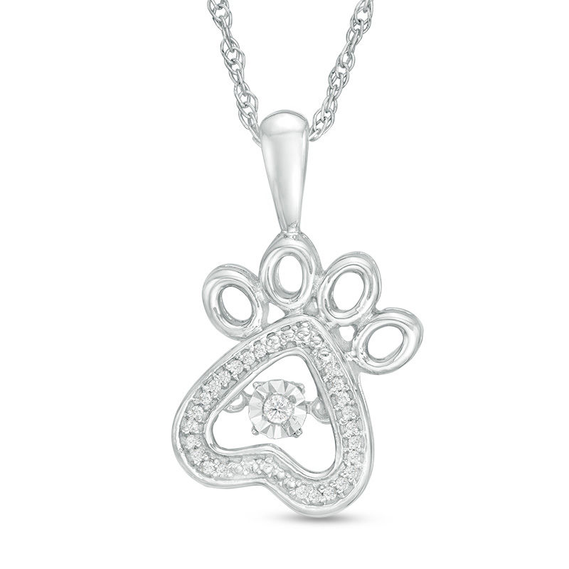 Diamond Accent Dog Paw Pendant in Sterling Silver