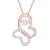 Thumbnail Image 1 of Unstoppable Love™ 1/10 CT. T.W. Diamond Tilted Butterfly Pendant in 10K Rose Gold