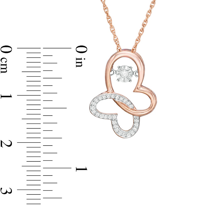 Main Image 2 of Unstoppable Love™ 1/10 CT. T.W. Diamond Tilted Butterfly Pendant in 10K Rose Gold