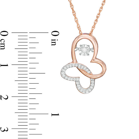 0.09 CT. T.w. Diamond Tilted Butterfly Pendant in 10K Rose Gold