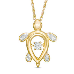 Diamond Accent Turtle Pendant in 10K Gold