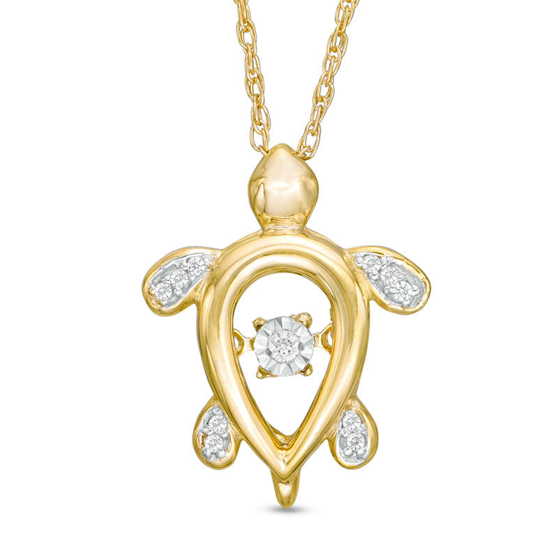 Main Image 1 of Diamond Accent Turtle Pendant in 10K Gold