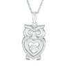 Thumbnail Image 1 of Unstoppable Love™ Diamond Accent Heart Owl Pendant in Sterling Silver