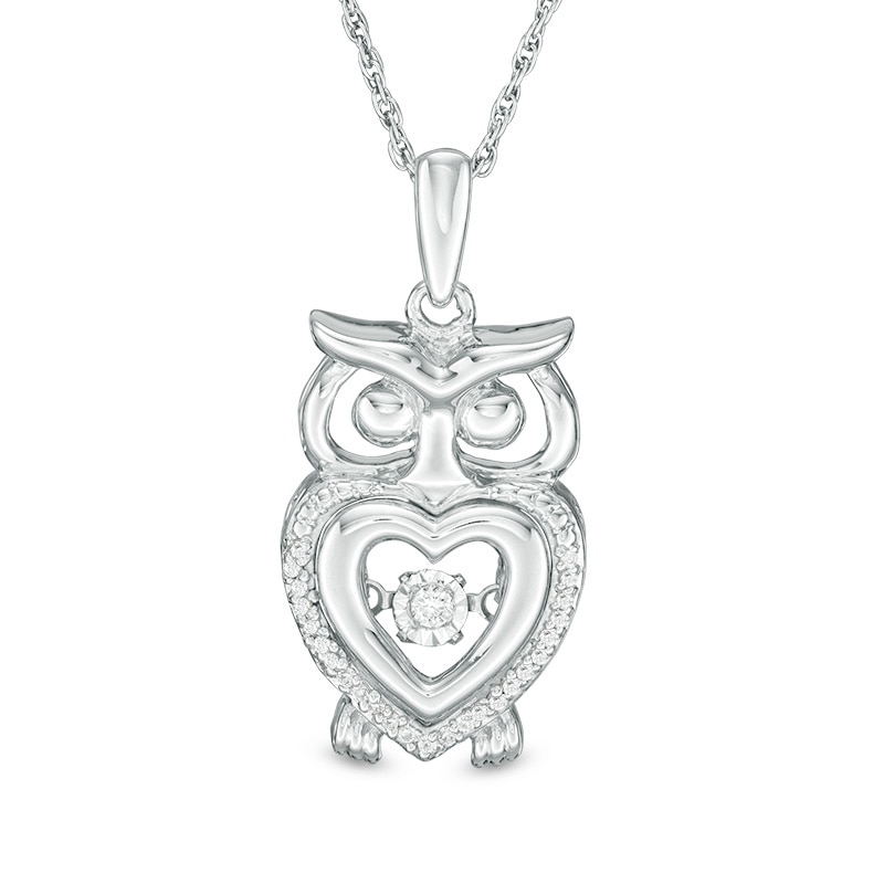 Main Image 1 of Unstoppable Love™ Diamond Accent Heart Owl Pendant in Sterling Silver