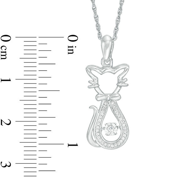 Diamond Accent Sitting Pretty Cat Pendant in Sterling Silver