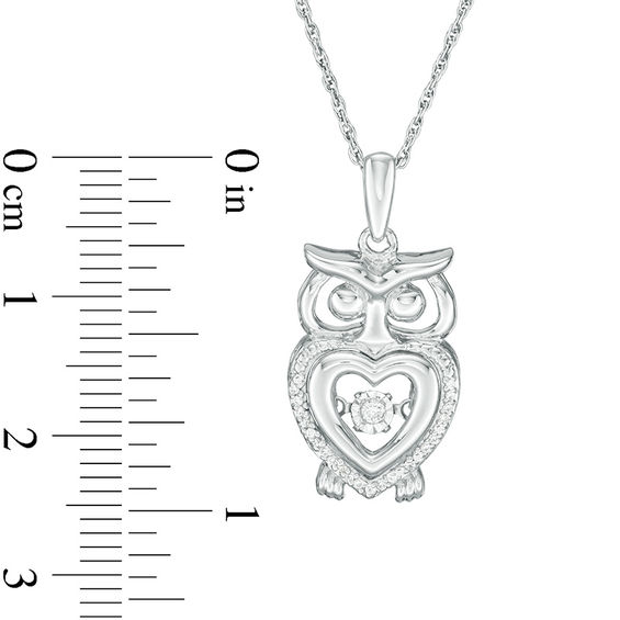 Diamond Accent Heart Owl Pendant in Sterling Silver