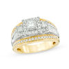 Thumbnail Image 1 of 1 CT. T.W. Princess-Cut Diamond Past Present Future® Frame Engagement Ring in 14K Two-Tone Gold
