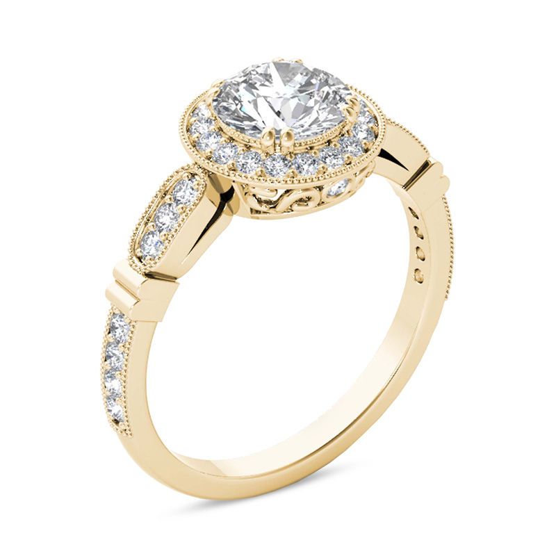 1-1/5 CT. T.W. Diamond Frame Vintage-Style Engagement Ring in 14K Gold