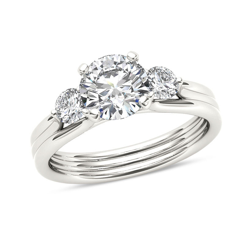 1-1/2 CT. T.W. Diamond Three Stone Engagement Ring in 14K White Gold