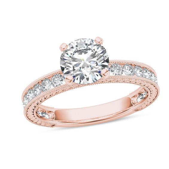 1-1/2 CT. T.W. Diamond Vintage-Style Engagement Ring in 14K Rose Gold 1-1/2 CT. T.W. Diamond Vintage-Style Engagement Ring in 14K Rose Gold
