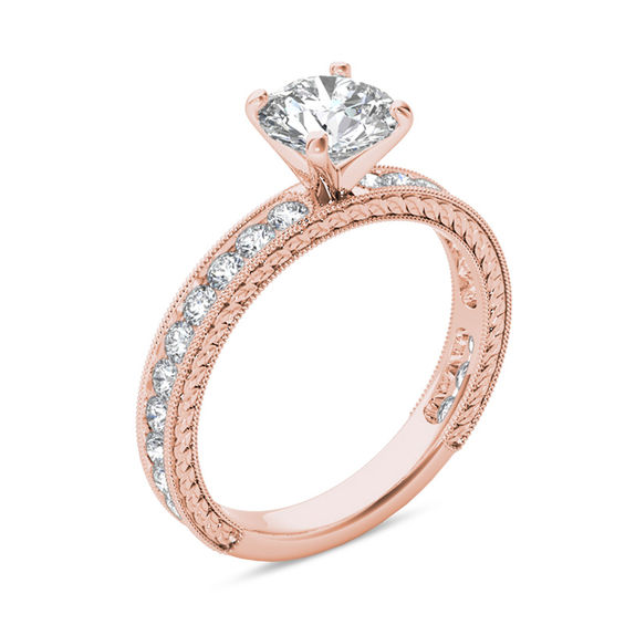 1-1/2 CT. T.W. Diamond Vintage-Style Engagement Ring in 14K Rose Gold 1-1/2 CT. T.W. Diamond Vintage-Style Engagement Ring in 14K Rose Gold