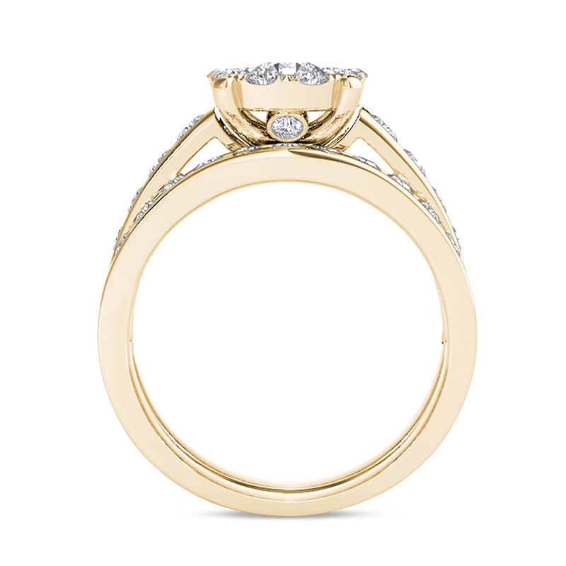 Main Image 3 of 1-1/2 CT. T.W. Diamond Frame Bridal Set in 14K Gold