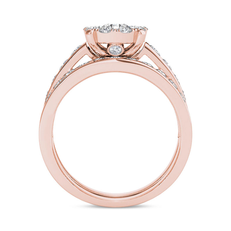 1-1/2 CT. T.W. Diamond Frame Bridal Set in 14K Rose Gold | Zales