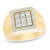 Thumbnail Image 1 of 1/4 CT. T.W. Composite Diamond Square Frame Stepped Shank Satin Ring in 10K Gold