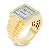Thumbnail Image 2 of 1/4 CT. T.W. Composite Diamond Square Frame Stepped Shank Satin Ring in 10K Gold