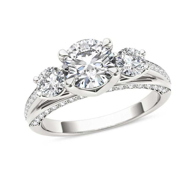 Main Image 1 of 1-3/4 CT. T.W. Diamond Three Stone Engagement Ring in 14K White Gold
