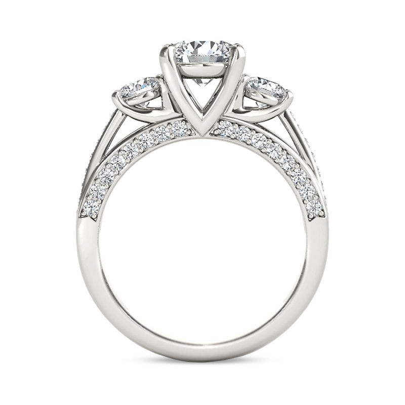 Main Image 3 of 1-3/4 CT. T.W. Diamond Three Stone Engagement Ring in 14K White Gold