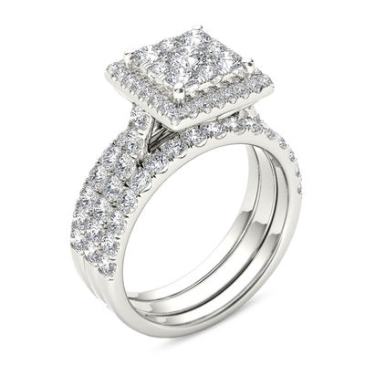 Solitaire 18K White Gold GP Simulated Diamond Size 8 Engagement Ring Set S2 