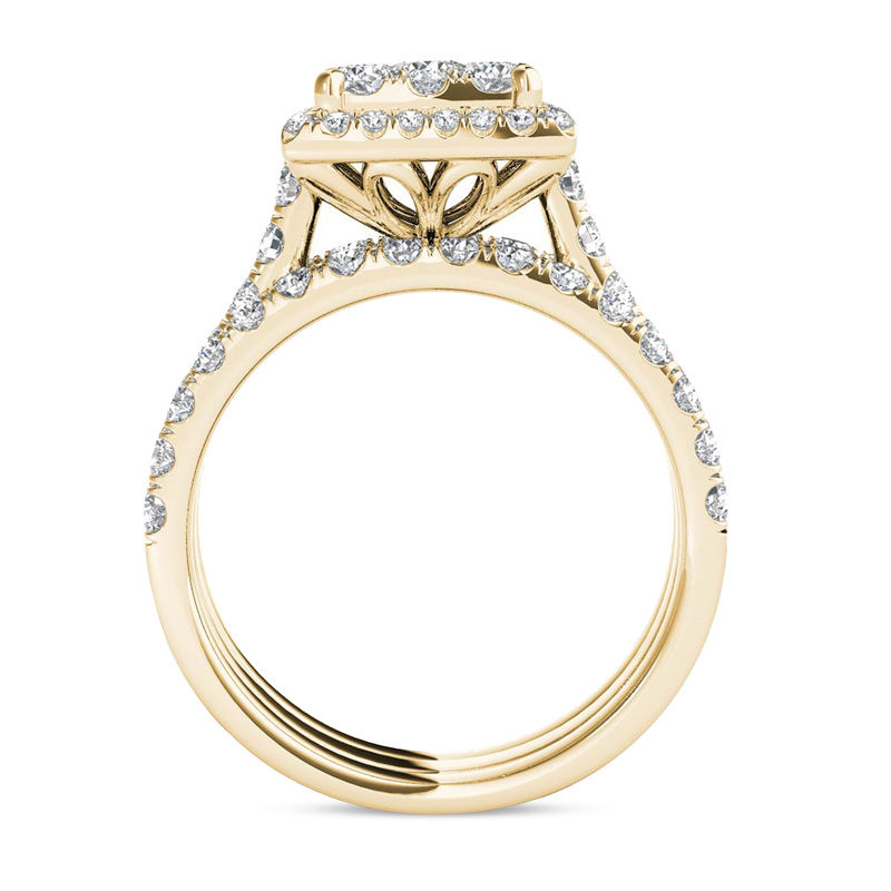 Main Image 3 of 2 CT. T.W. Composite Diamond Square Frame Three Piece Bridal Set in 14K Gold