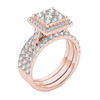 Thumbnail Image 1 of 2 CT. T.W. Composite Diamond Square Frame Three Piece Bridal Set in 14K Rose Gold