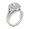 Thumbnail Image 2 of 2 CT. T.W. Diamond Double Cushion Frame Split Shank Bridal Set in 14K White Gold
