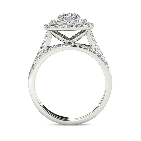 2 CT. T.w. Diamond Double Cushion Frame Split Shank Bridal Set in 14K Gold