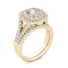 Thumbnail Image 2 of 2 CT. T.W. Diamond Double Cushion Frame Split Shank Bridal Set in 14K Gold