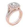 Thumbnail Image 2 of 2 CT. T.W. Diamond Double Cushion Frame Split Shank Bridal Set in 14K Rose Gold