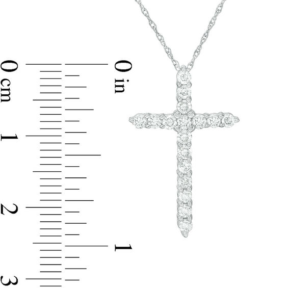 1/2 CT. T.w. Diamond Cross Pendant in 14K White Gold