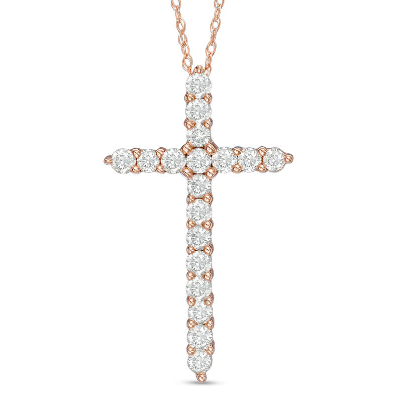 3/4 CT. T.W. Diamond Cross Pendant in 14K Rose Gold Zales