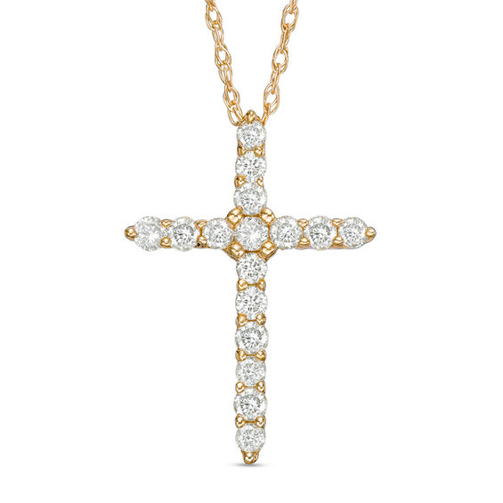 1/4 CT. T.w. Diamond Cross Pendant in 14K Gold