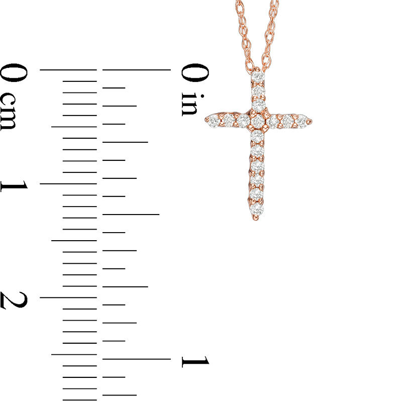 1/8 CT. T.W. Diamond Cross Pendant in 14K Rose Gold