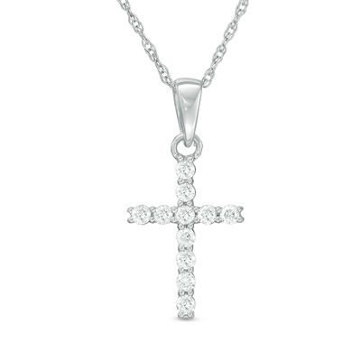 Zales Swiss Blue Topaz Mini Cross Necklace in 10K Gold | Mall of America®