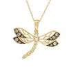 Thumbnail Image 1 of 1/4 CT. T.W. Champagne and White Diamond Dragonfly Pendant in 10K Gold